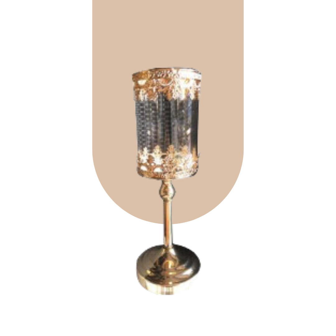  Candle Holder Standing Glass Holder - Gold